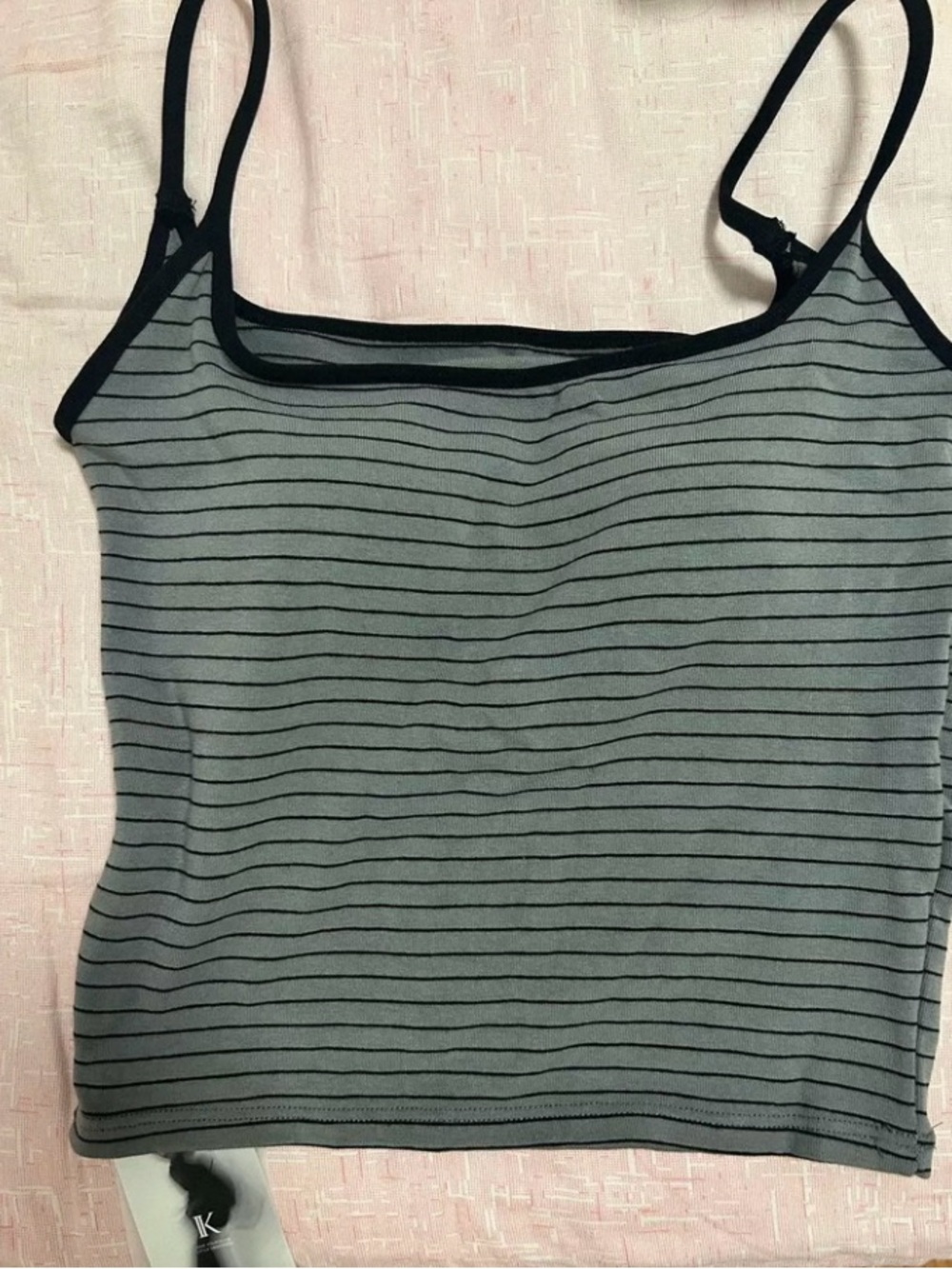 Classic Grey Striped Cami with Black Trim